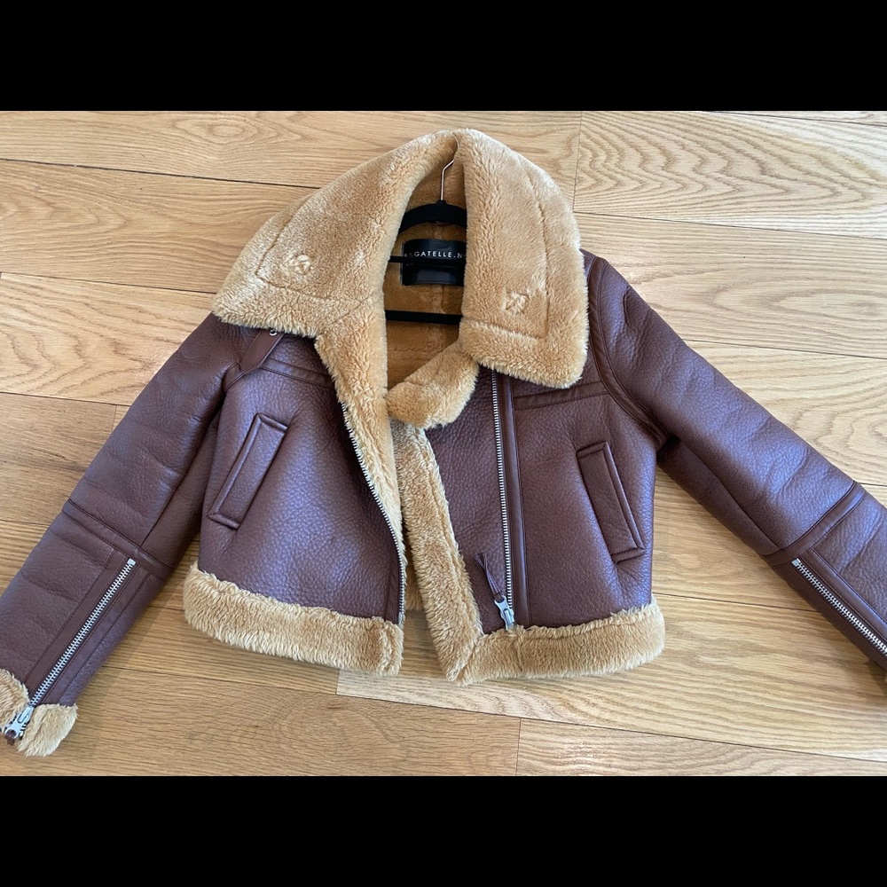 Bagatelle Faux Shearling Moto Jacket size Small